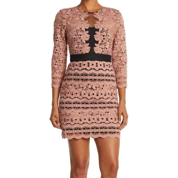 Reiss Dresses & Skirts - Reiss Pink and Black Lenny Mixed Lace Dress